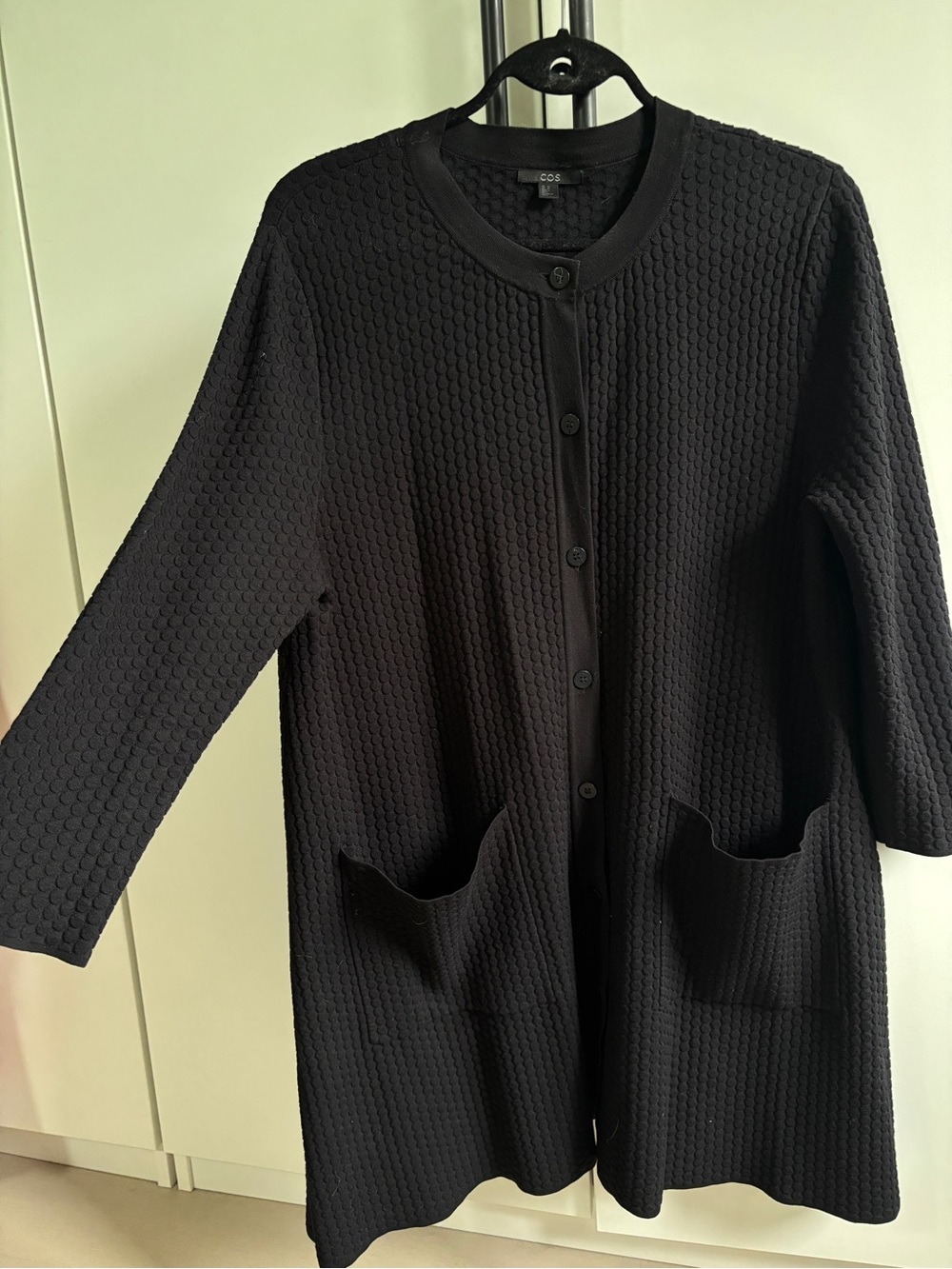 COS Black Textured Button-Front Dress/ Cardigan